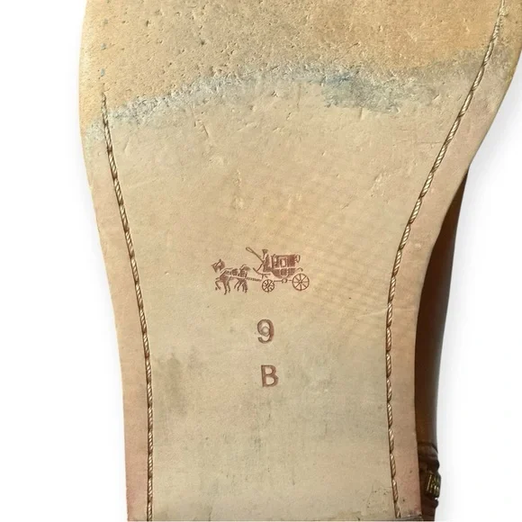 COACH Saddle Brown California Calf Leather Boots with Signature Gold Buckles, 9M - Picture 9 of 16